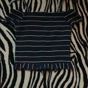 cropped, off the shoulder stripped top